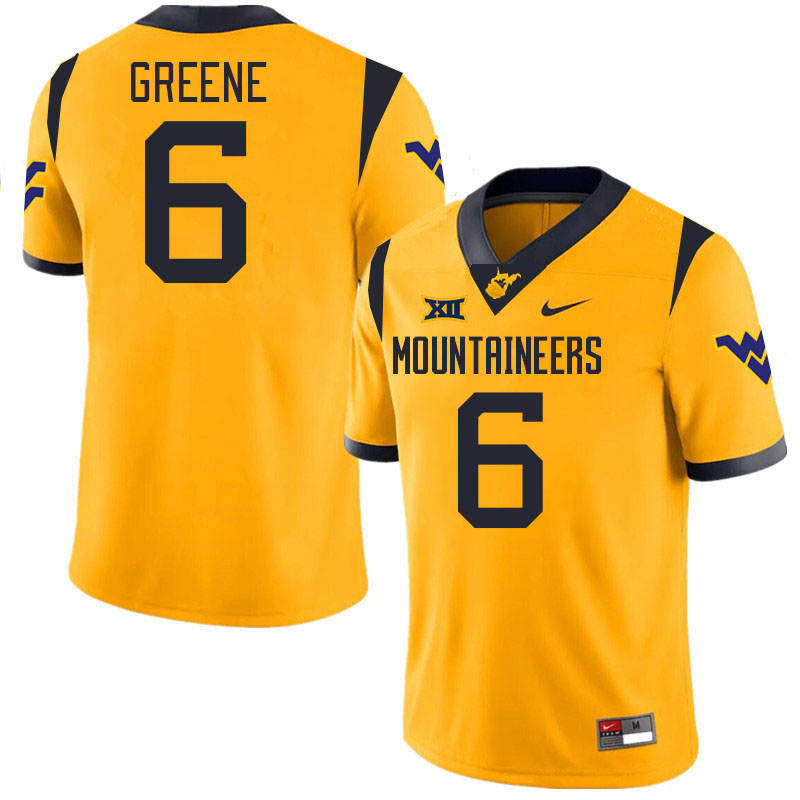 #6 Garrett Greene West Virginia Mountaineers College 2024 New Uniforms Football Jerseys Stitched Sale-Gold